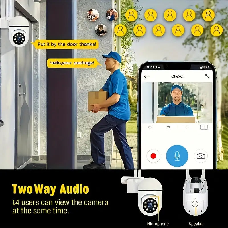 WIFI Monitoring Camera, 355 Degree Intercom Home Security Camera, Night Vision Camera, Suitable For Indoor And Outdoor (anti Domestic Water) Home Security Intelligent Camera APP Operation, Good Housekeeping Assistant, TF Card/cloud Storage