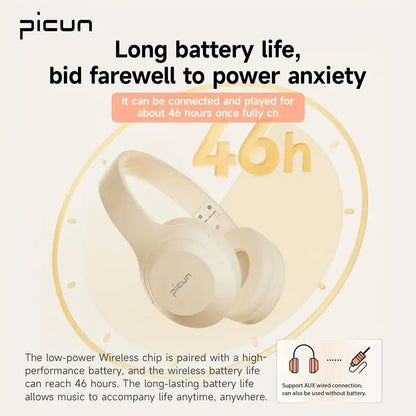 Picun B-01S Wireless Headphones, HD Stereo Sound Over Ear Headphones With Built-in Microphones, Deep Bass 40 Hours Playtime